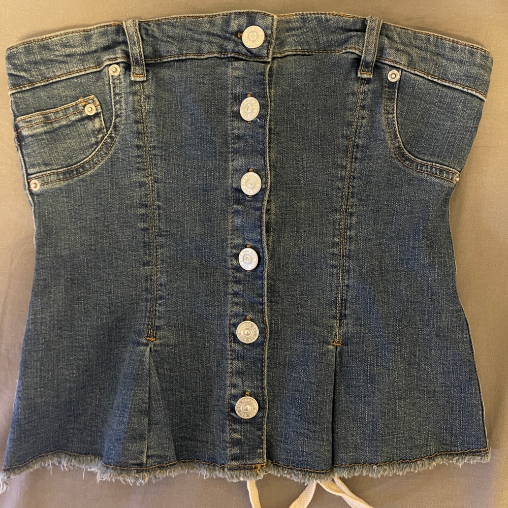Denim Tube Top with Back Lace